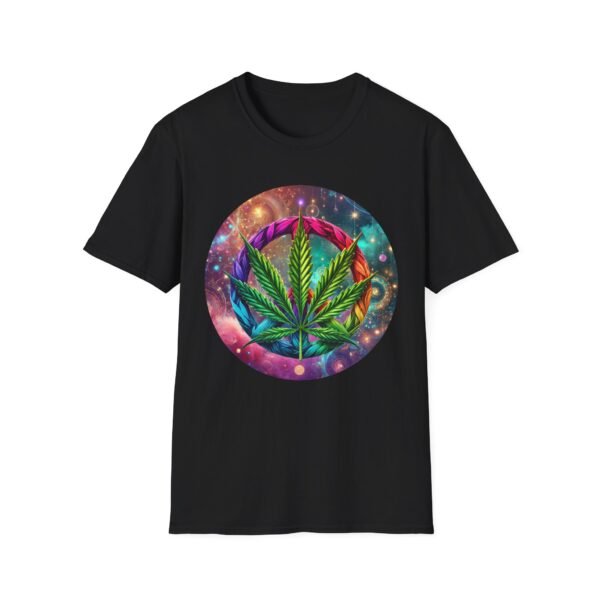 Galactic Vibes - Peace Leaf T-Shirt – Psychedelic Cannabis & 420 Stoner Tee - Image 2