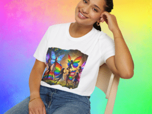 Wings of Unity Fairy T-Shirt: LGBTQ+ Pride Fantasy Shirt, Rainbow Faerie Tee, Inclusive Aesthetic Gift LGBTQ+ Pride Shirt,  Cottagecore Gift