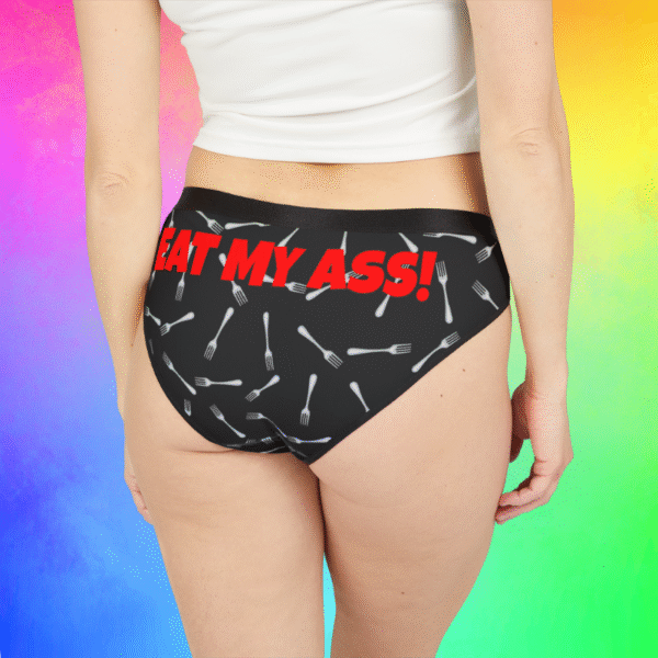 Eat My Ass Funny Panties – Cheeky Fork Print Underwear for Bold Personalities